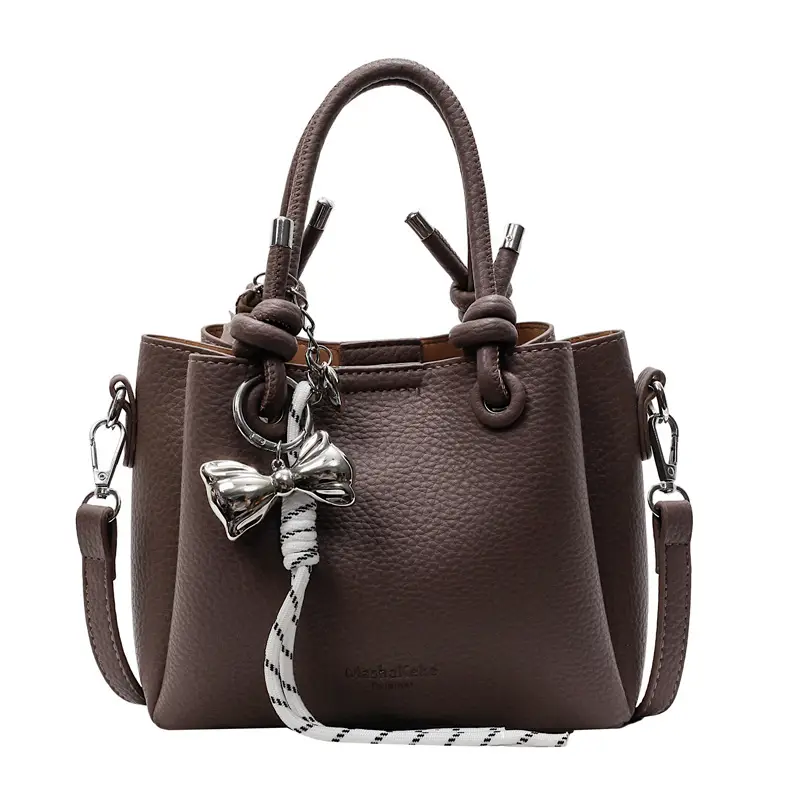 Beige Leather Bucket Bag 2025 Korean Style - Image 3