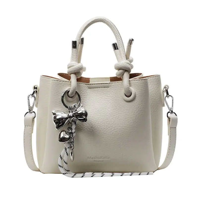 Beige Leather Bucket Bag 2025 Korean Style - Image 4