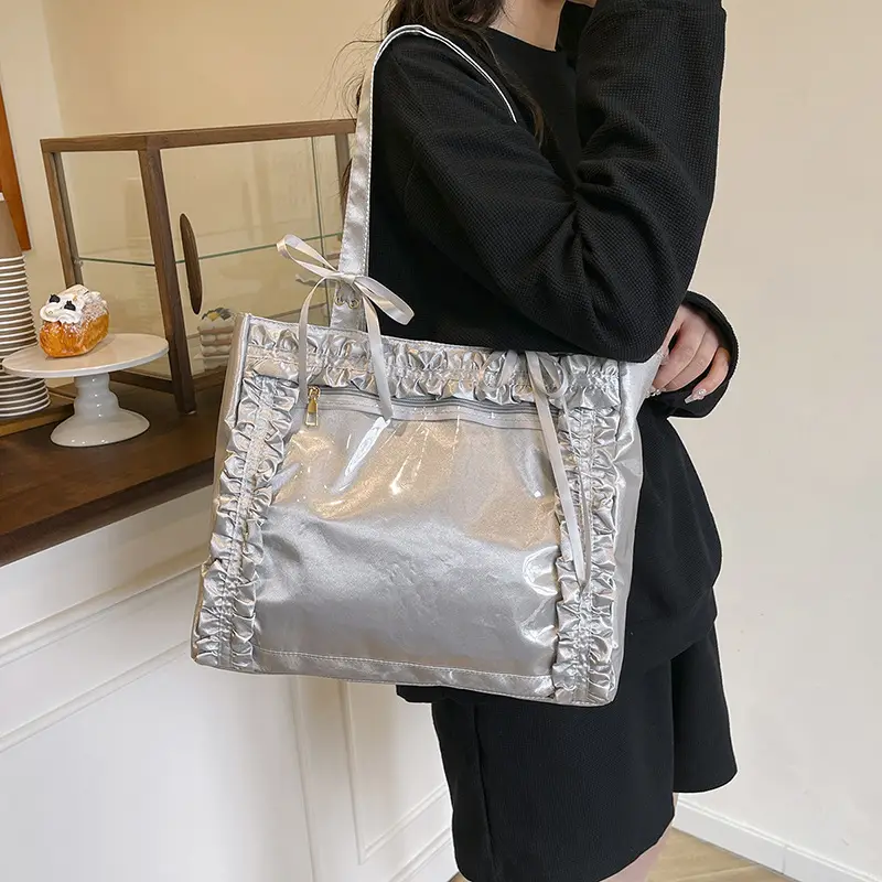Silver Lace Shoulder Bag Large Capacity Fashion Trend - Image 6