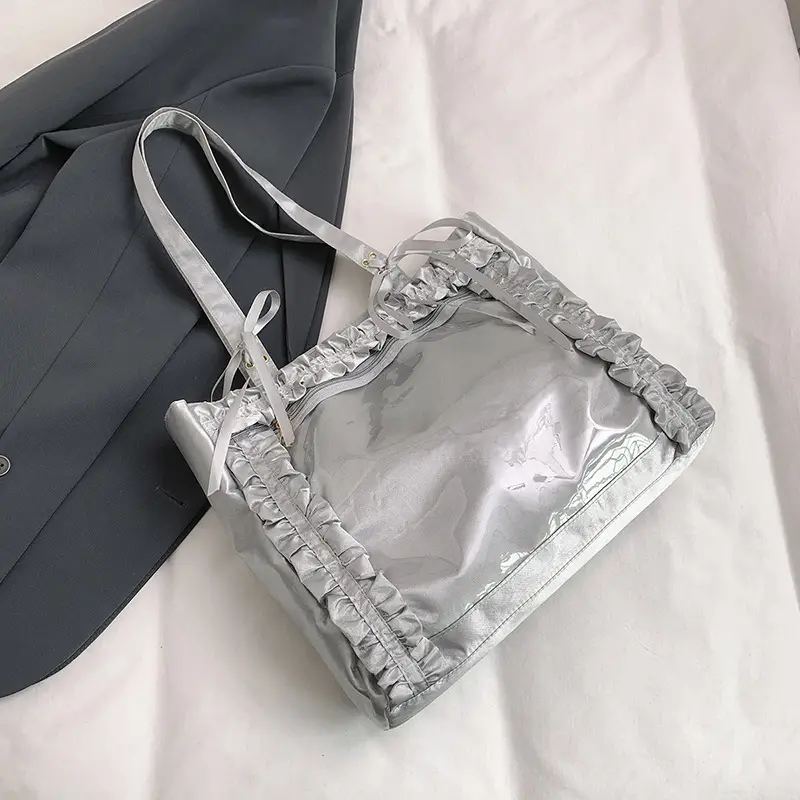 Silver Lace Shoulder Bag Large Capacity Fashion Trend - Image 2