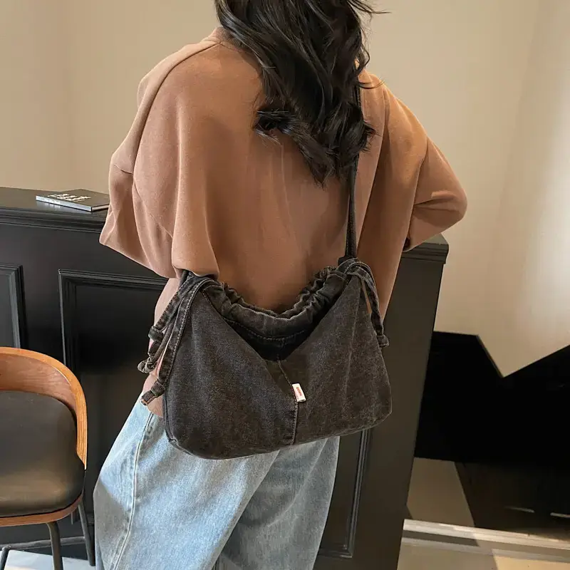 Vintage Denim Crossbody Bag 2025 New Niche Trend Washed Women's Bag - Image 5