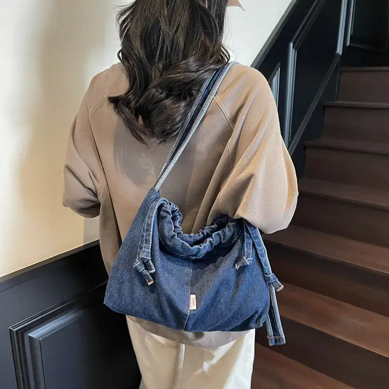 Vintage Denim Crossbody Bag 2025 New Niche Trend Washed Women's Bag - Image 6