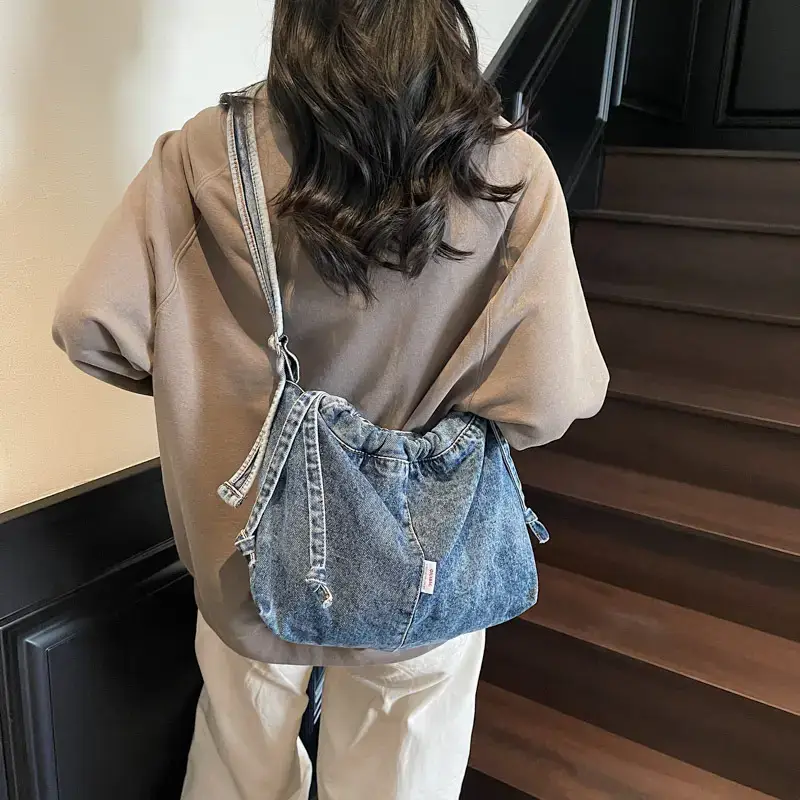 Vintage Denim Crossbody Bag 2025 New Niche Trend Washed Women's Bag - Image 7
