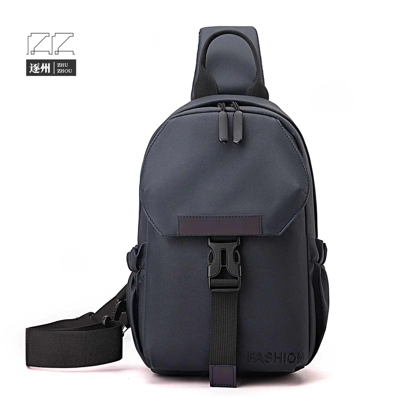 Men Grey Crossbody Backpack Large Capacity Lightweight Casual Bag - Image 4