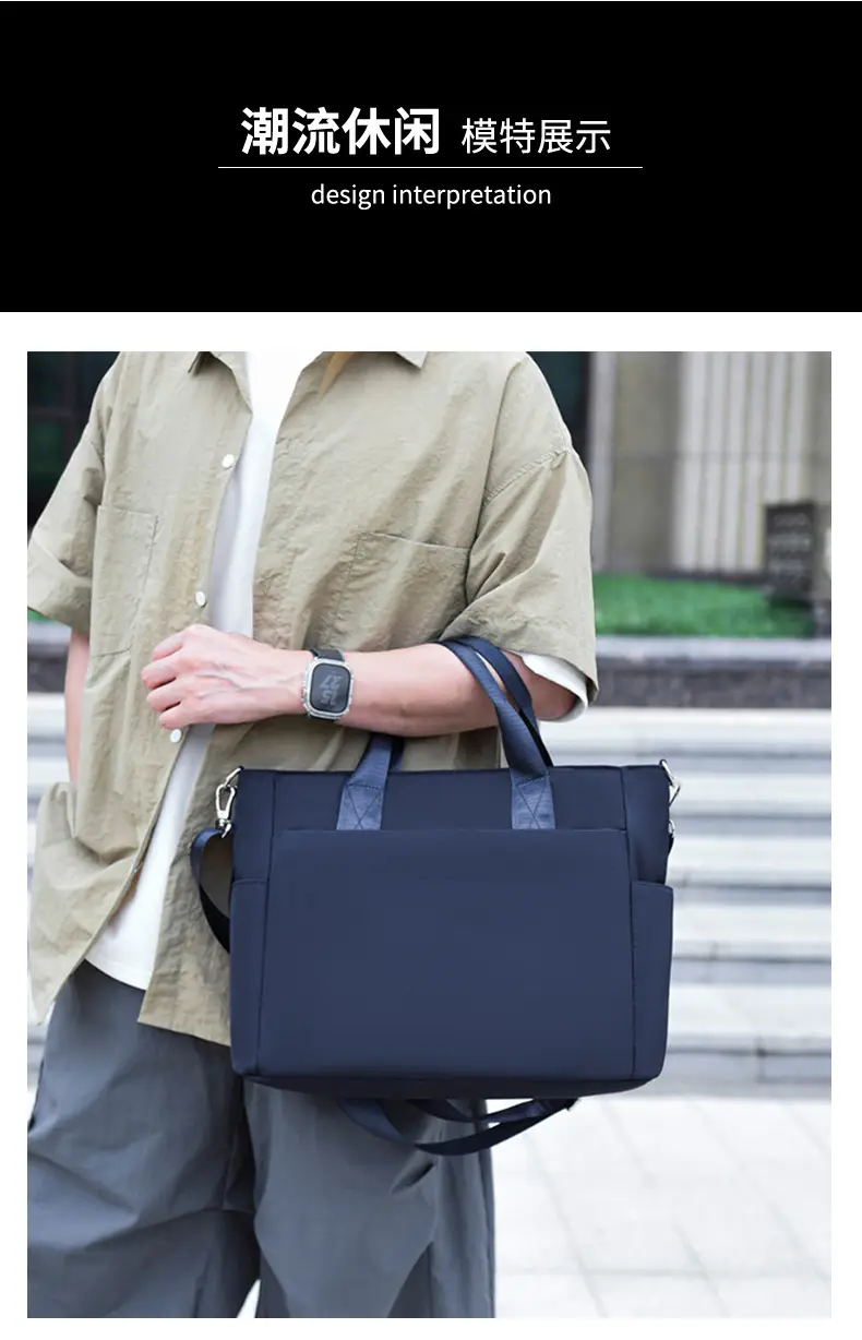 Men's Navy Blue Oxford Storage Tote Bag Large Capacity — feature 21