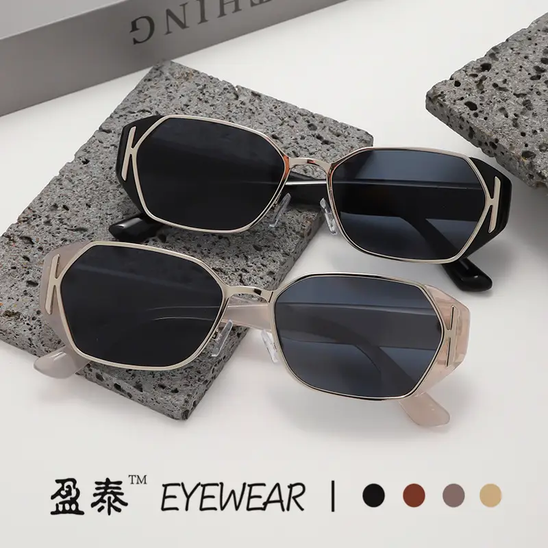 Women Ice Cube Mirror Sunglasses White Gold 2025