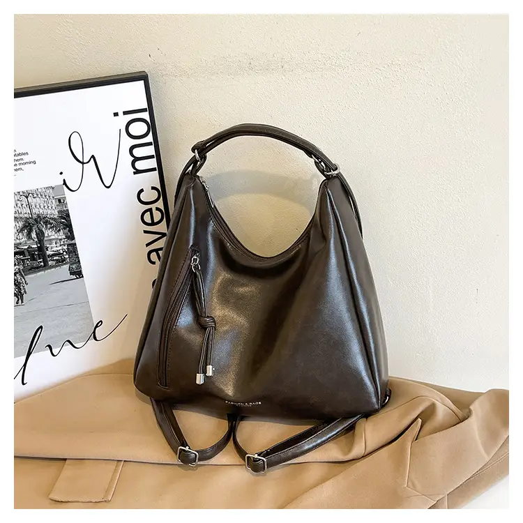 Brown Korean Style Women's Shoulder Tote Bag - Image 2