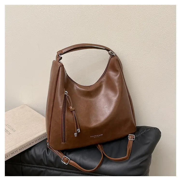 Brown Korean Style Women's Shoulder Tote Bag - Image 3