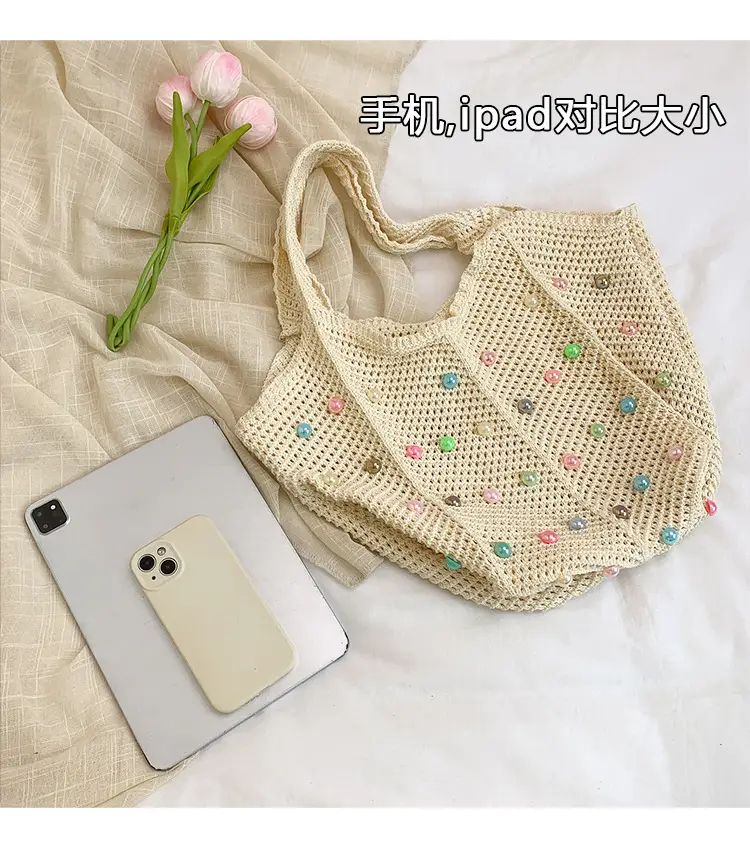 Green Embellished Knitted Women's Shoulder Bag — feature 11