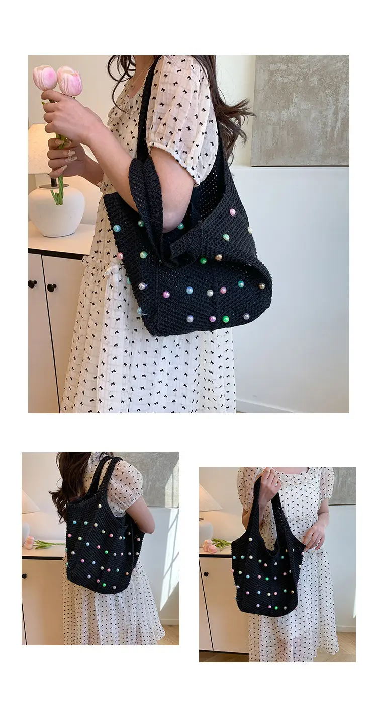 Green Embellished Knitted Women's Shoulder Bag — feature 14