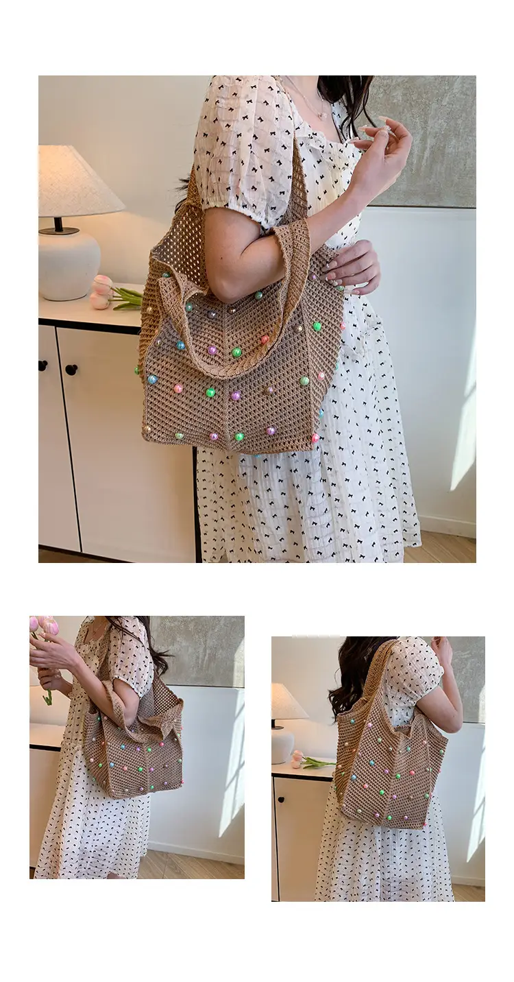 Green Embellished Knitted Women's Shoulder Bag — feature 15