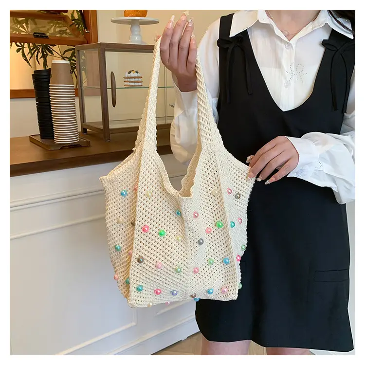 Green Embellished Knitted Women's Shoulder Bag — feature 16