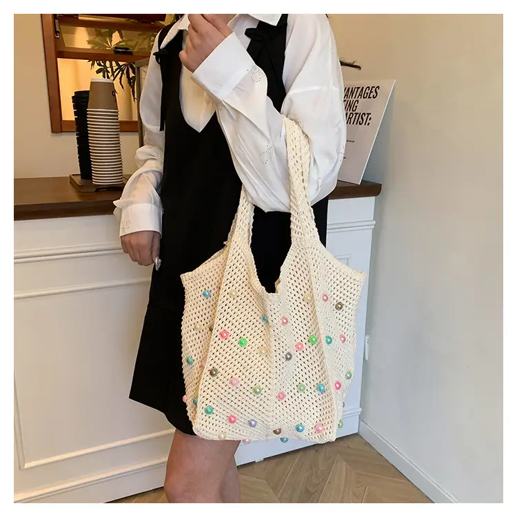 Green Embellished Knitted Women's Shoulder Bag — feature 17