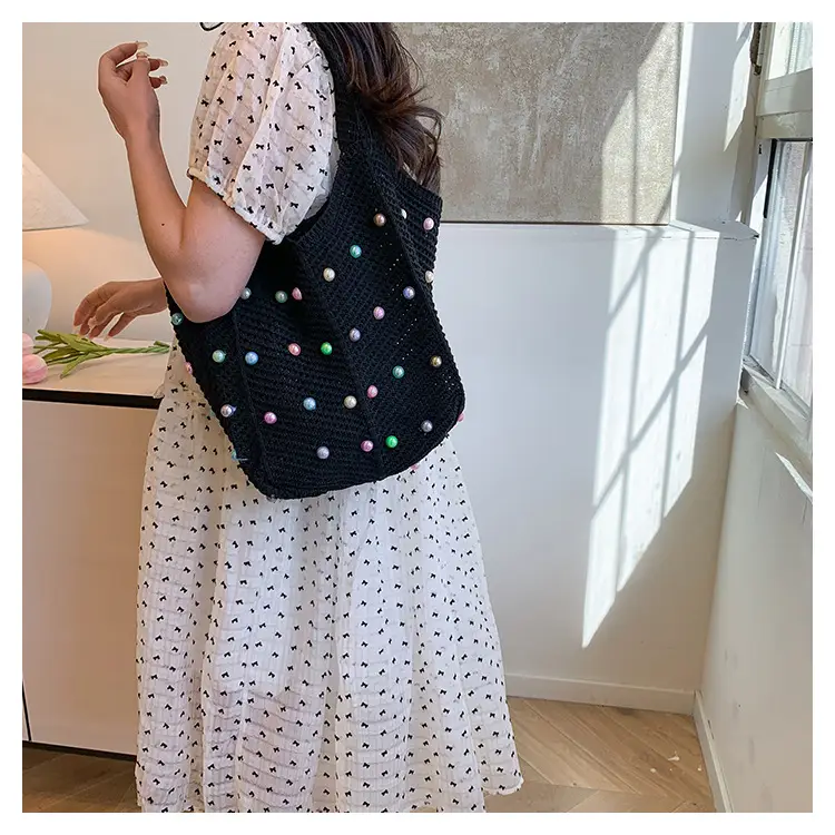 Green Embellished Knitted Women's Shoulder Bag — feature 20