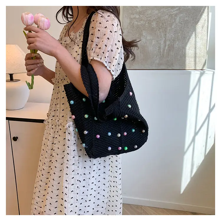 Green Embellished Knitted Women's Shoulder Bag — feature 21