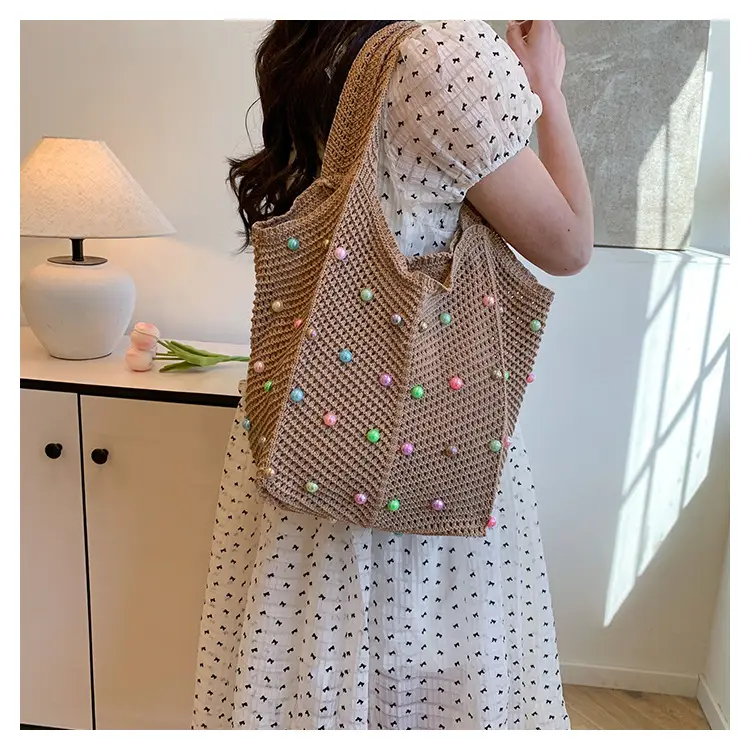 Green Embellished Knitted Women's Shoulder Bag — feature 23