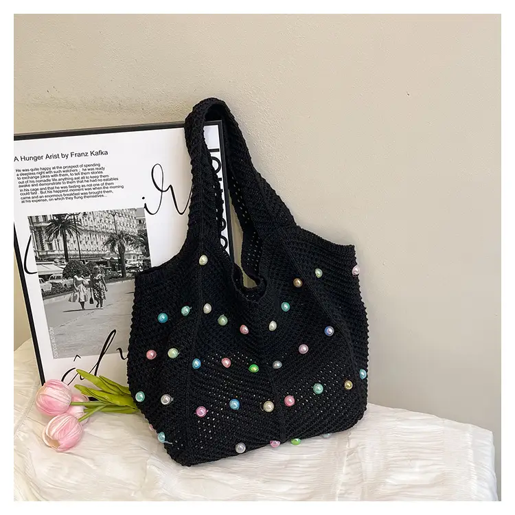 Green Embellished Knitted Women's Shoulder Bag — feature 27