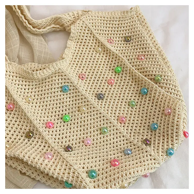 Green Embellished Knitted Women's Shoulder Bag — feature 7