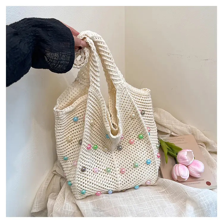 Green Embellished Knitted Women's Shoulder Bag - Image 2