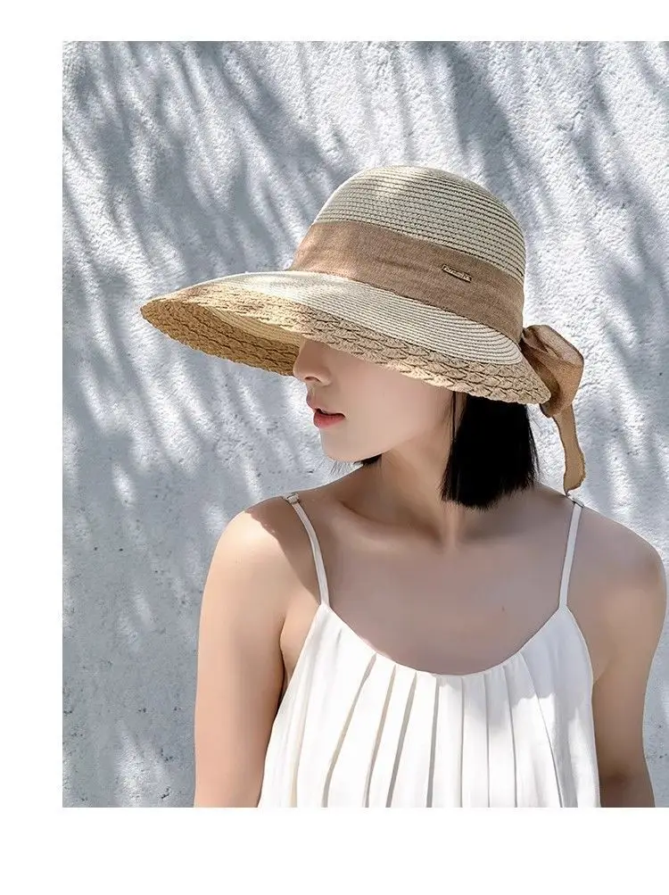Korean Style Straw Sun Hat with Lace-Up Bow — feature 10