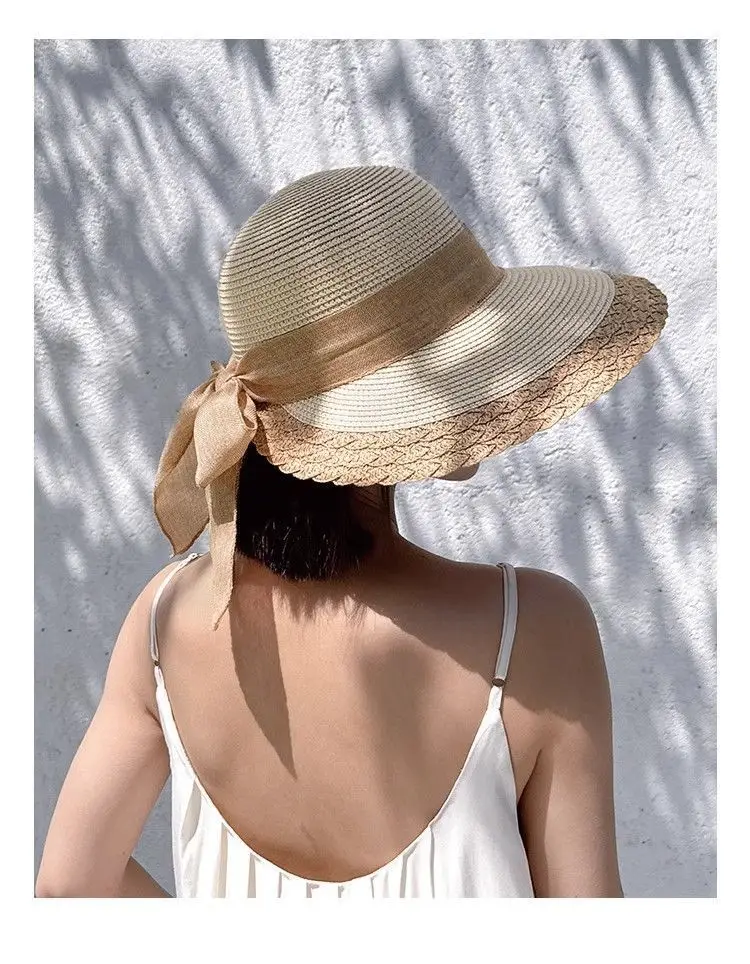 Korean Style Straw Sun Hat with Lace-Up Bow — feature 11
