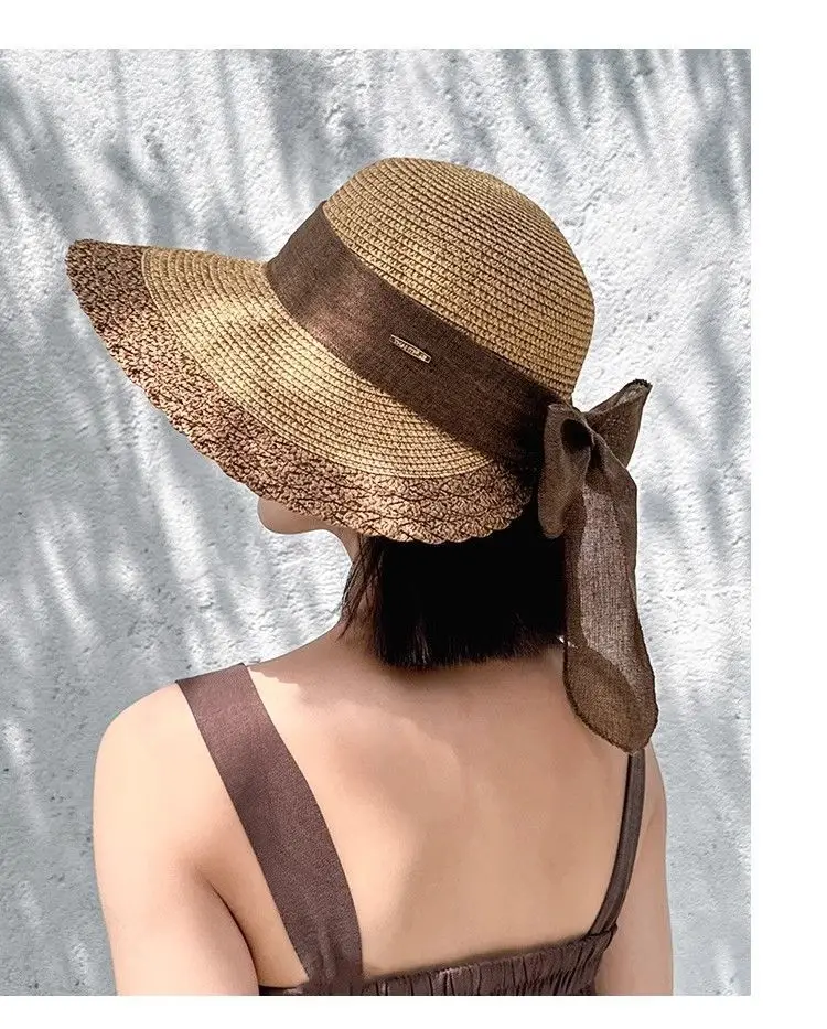 Korean Style Straw Sun Hat with Lace-Up Bow — feature 13