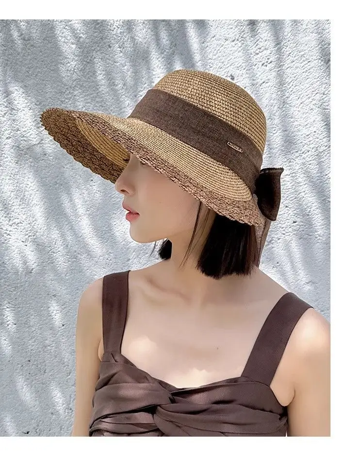 Korean Style Straw Sun Hat with Lace-Up Bow — feature 9