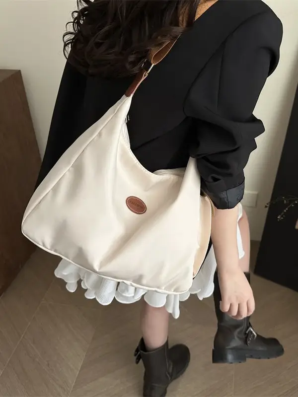 Women's White Oxford Tote Bag Large Capacity Crossbody Shoulder Commuter - Image 7
