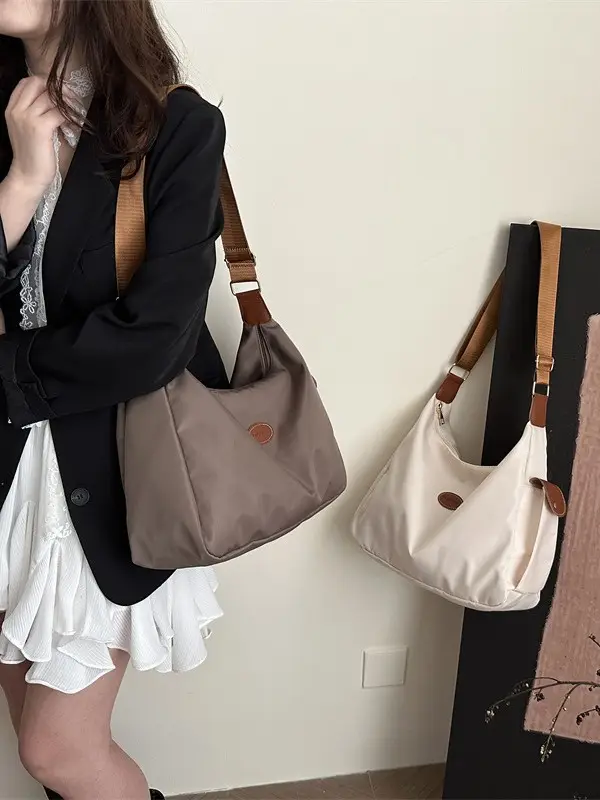 Women's White Oxford Tote Bag Large Capacity Crossbody Shoulder Commuter - Image 9