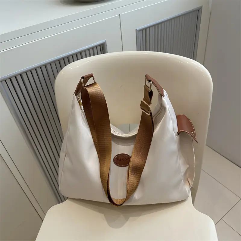 Women's White Oxford Tote Bag Large Capacity Crossbody Shoulder Commuter - Image 2
