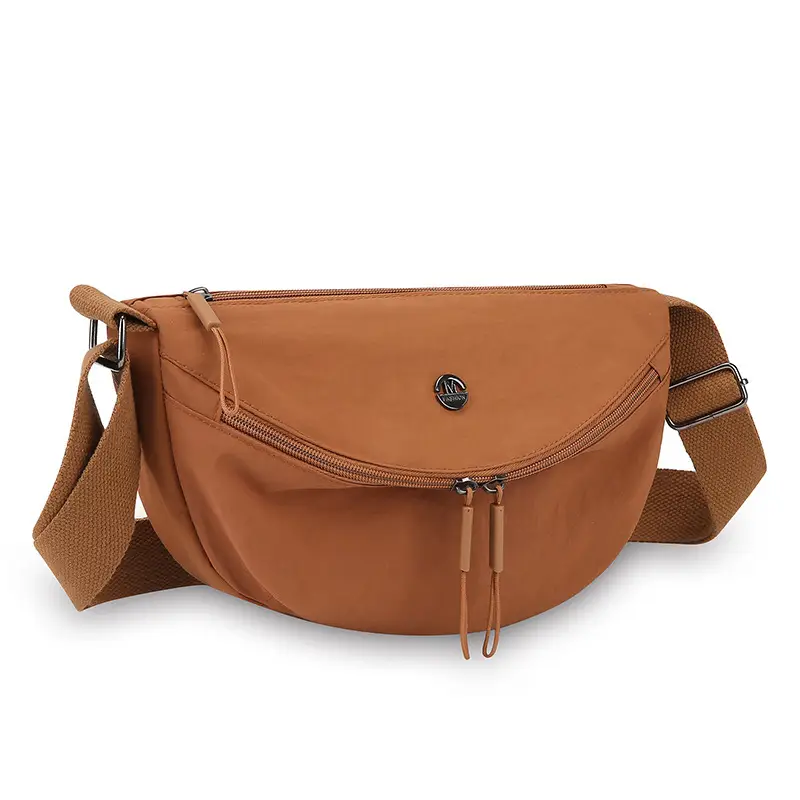 Lightweight Nylon Crossbody Bag Black with Adjustable Strap