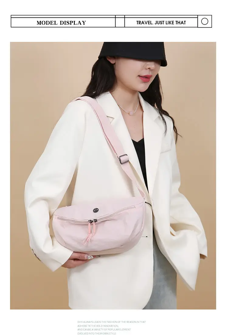 Lightweight Nylon Crossbody Bag Black with Adjustable Strap — feature 10