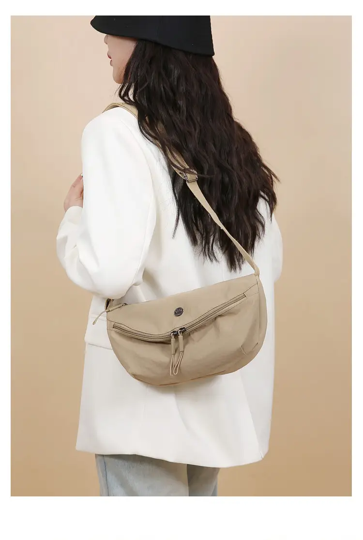 Lightweight Nylon Crossbody Bag Black with Adjustable Strap — feature 14