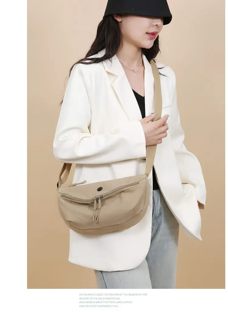 Lightweight Nylon Crossbody Bag Black with Adjustable Strap — feature 15
