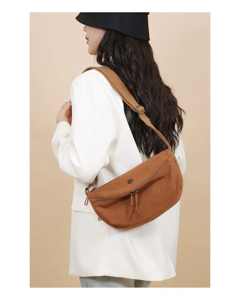 Lightweight Nylon Crossbody Bag Black with Adjustable Strap — feature 17