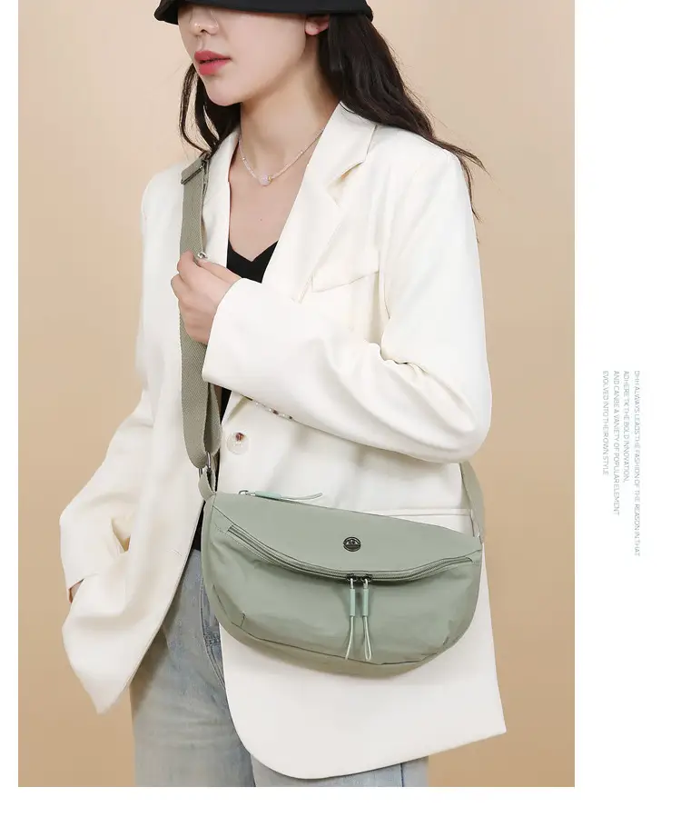 Lightweight Nylon Crossbody Bag Black with Adjustable Strap — feature 22