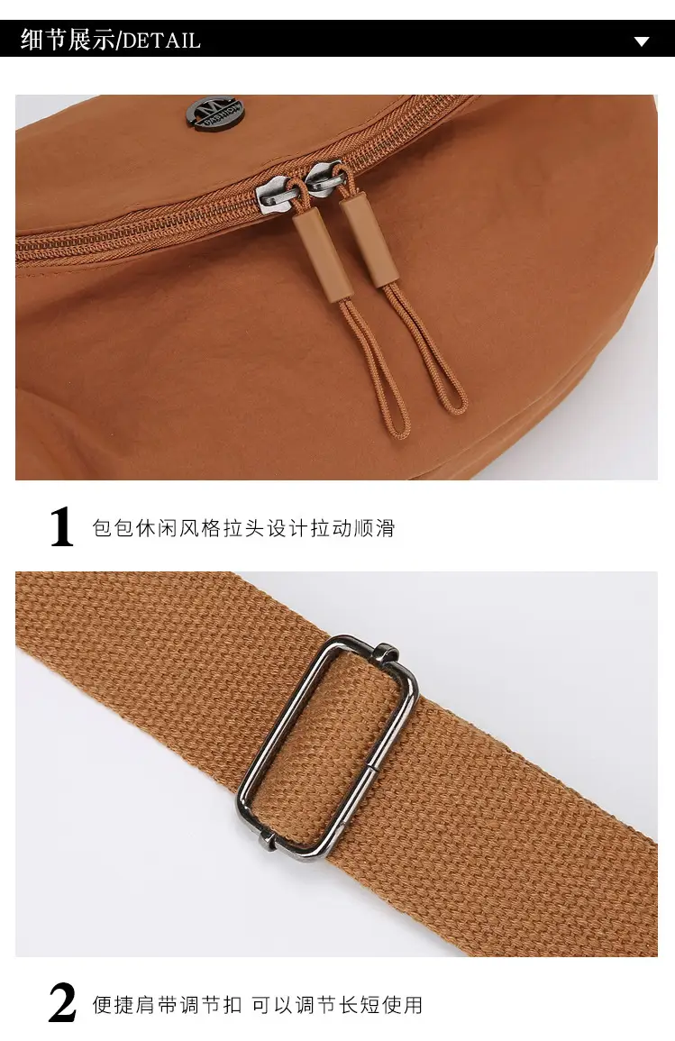 Lightweight Nylon Crossbody Bag Black with Adjustable Strap — feature 33
