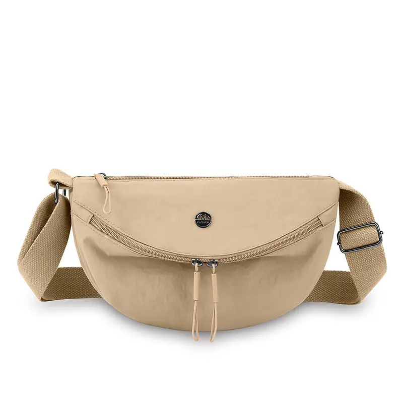 Lightweight Nylon Crossbody Bag Black with Adjustable Strap