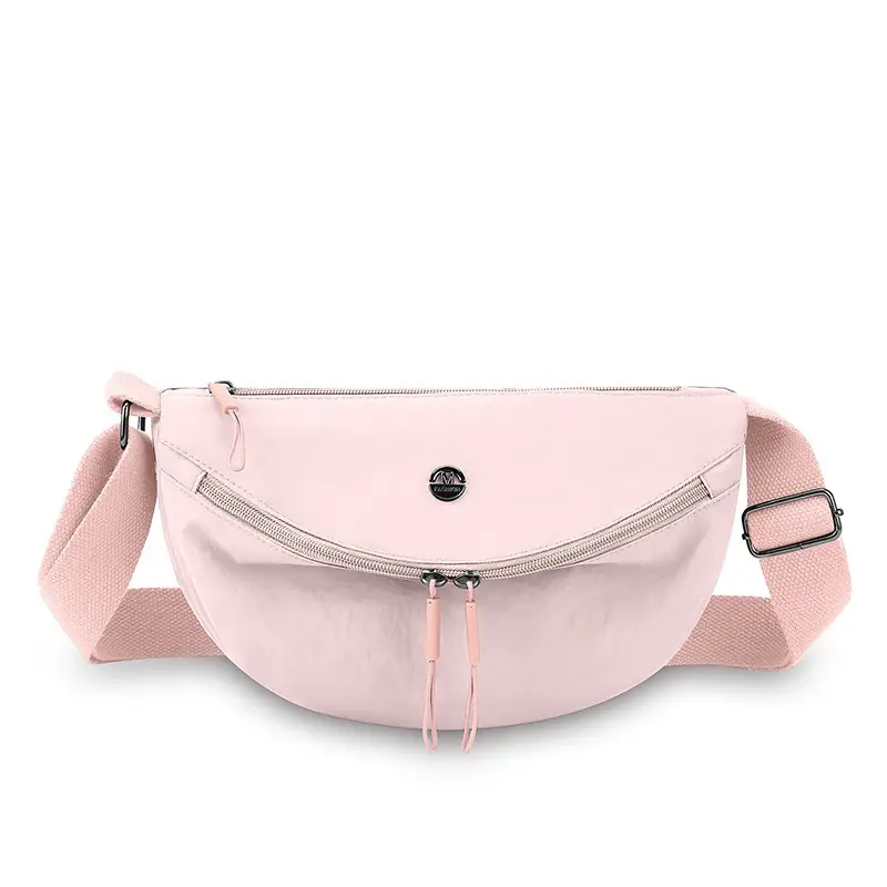 Lightweight Nylon Crossbody Bag Black with Adjustable Strap
