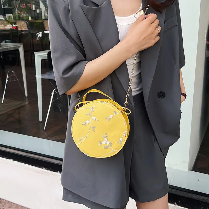 White Embroidered Crossbody Bag for Women