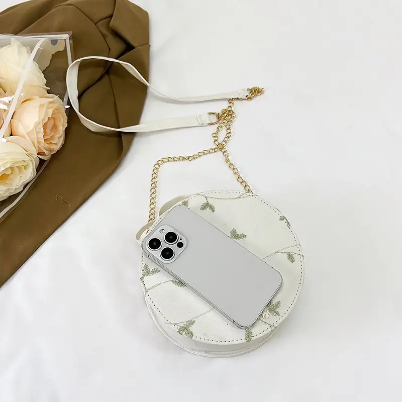 White Embroidered Crossbody Bag for Women