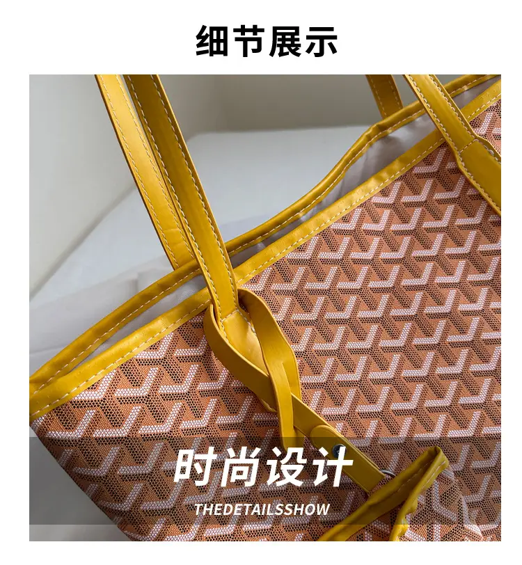 Blue Printed Vintage Mother-son Tote Bag 2025 Spring Summer — feature 2