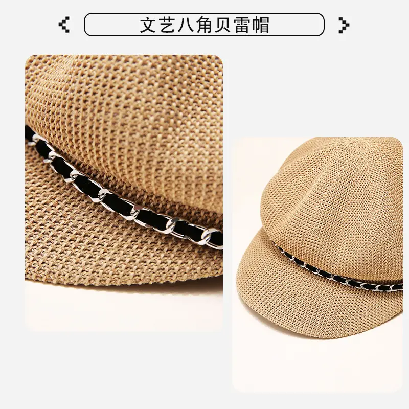 Women Summer Beret Sunscreen Cap Black Breathable - Image 7