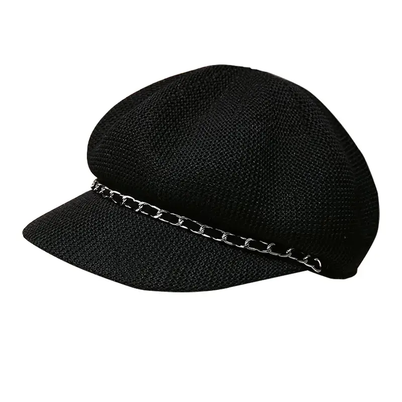 Women Summer Beret Sunscreen Cap Black Breathable - Image 8