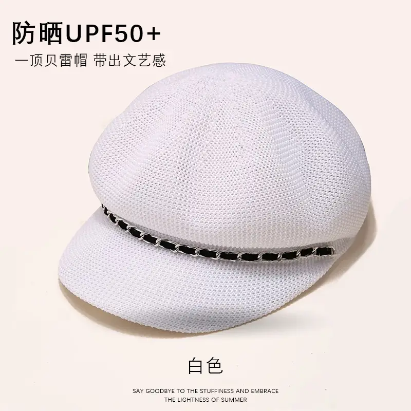 Women Summer Beret Sunscreen Cap Black Breathable - Image 2