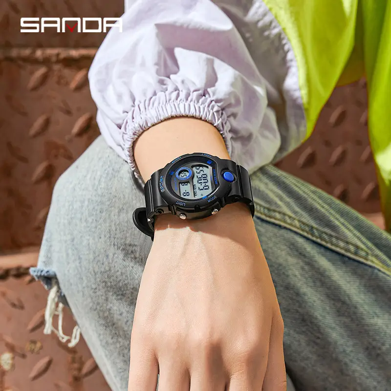 Sanda Digital Sport Watch Black Blue Waterproof - Image 7