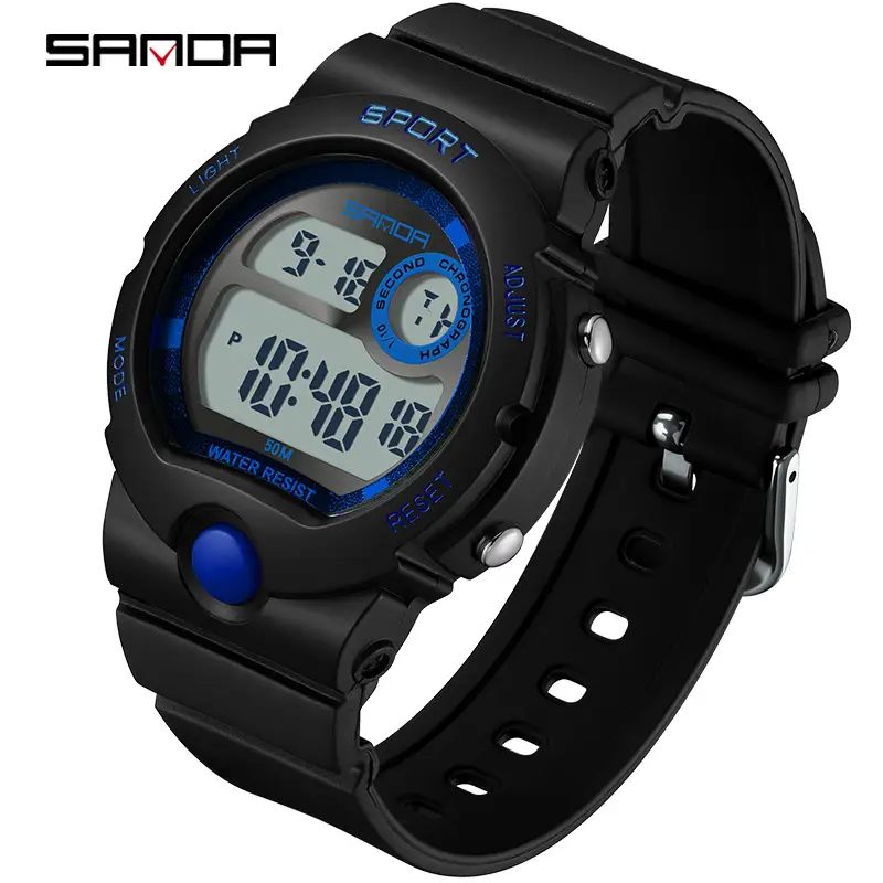 Sanda Digital Sport Watch Black Blue Waterproof - Image 10