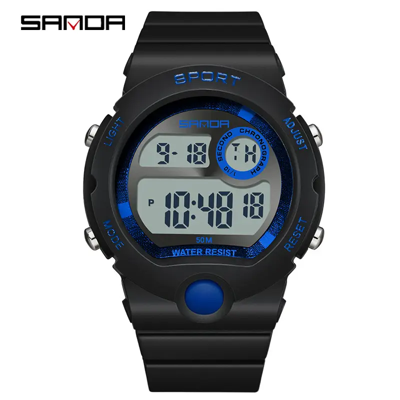 Sanda Digital Sport Watch Black Blue Waterproof - Image 4