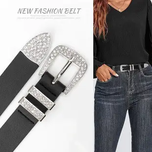 Women's Black PU Belt with Gold Oval Buckle — feature 11