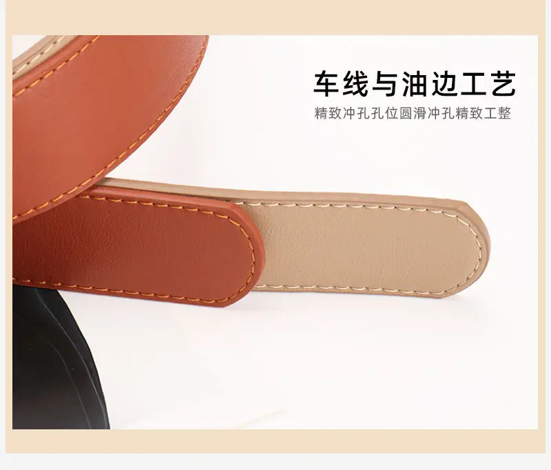 Women's Black PU Belt with Gold Oval Buckle — feature 29